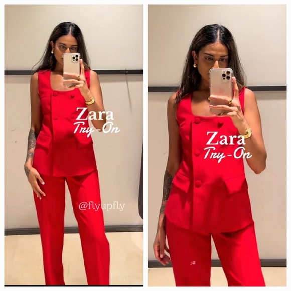 Zara 2 PC Set  Vest & Pants Red size XS and S - Picture 2 of 16